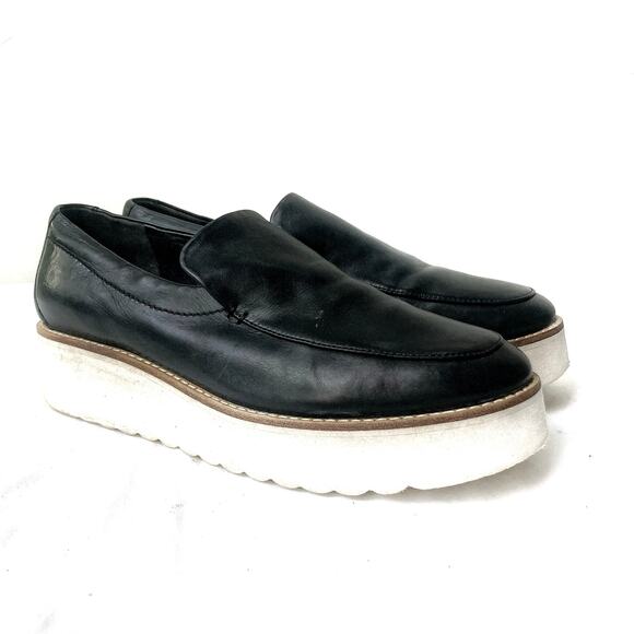 Vince Black Leather Platform Loafers | Minimalist Fall Capsule Classic Shoes - Picture 2 of 16